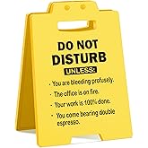 Funny Office Desk Sign &ndash; Do Not Disturb &ndash; Yellow Mini Floor Sign for Coworkers, Cubicle Decor, Boss Gifts, Admin Professionals, White Elephant Gag