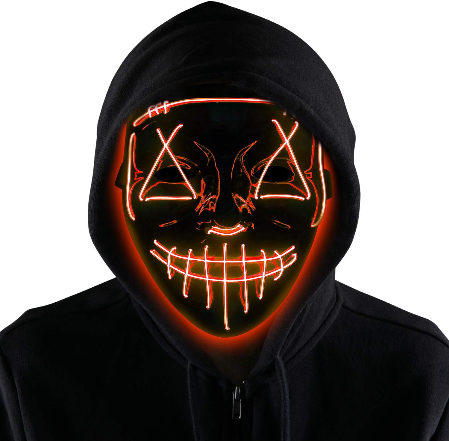 Halloween LED Purge Mask Light up Scary Mask Cool Costume EL Wire for Halloween Cosplay Festival Parties fit Adults Kids