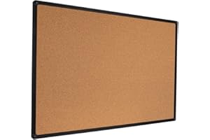 DexBoard Cork Board Bulletin Board for Wall, 24''x36'', Black Frame, Wall Mounted Decorative Hanging Pin Board, Perfect for Display and Organize in Office, School, Home Decor