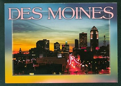 Amazon Com Des Moines Iowa Night Scene Downtown View Continental