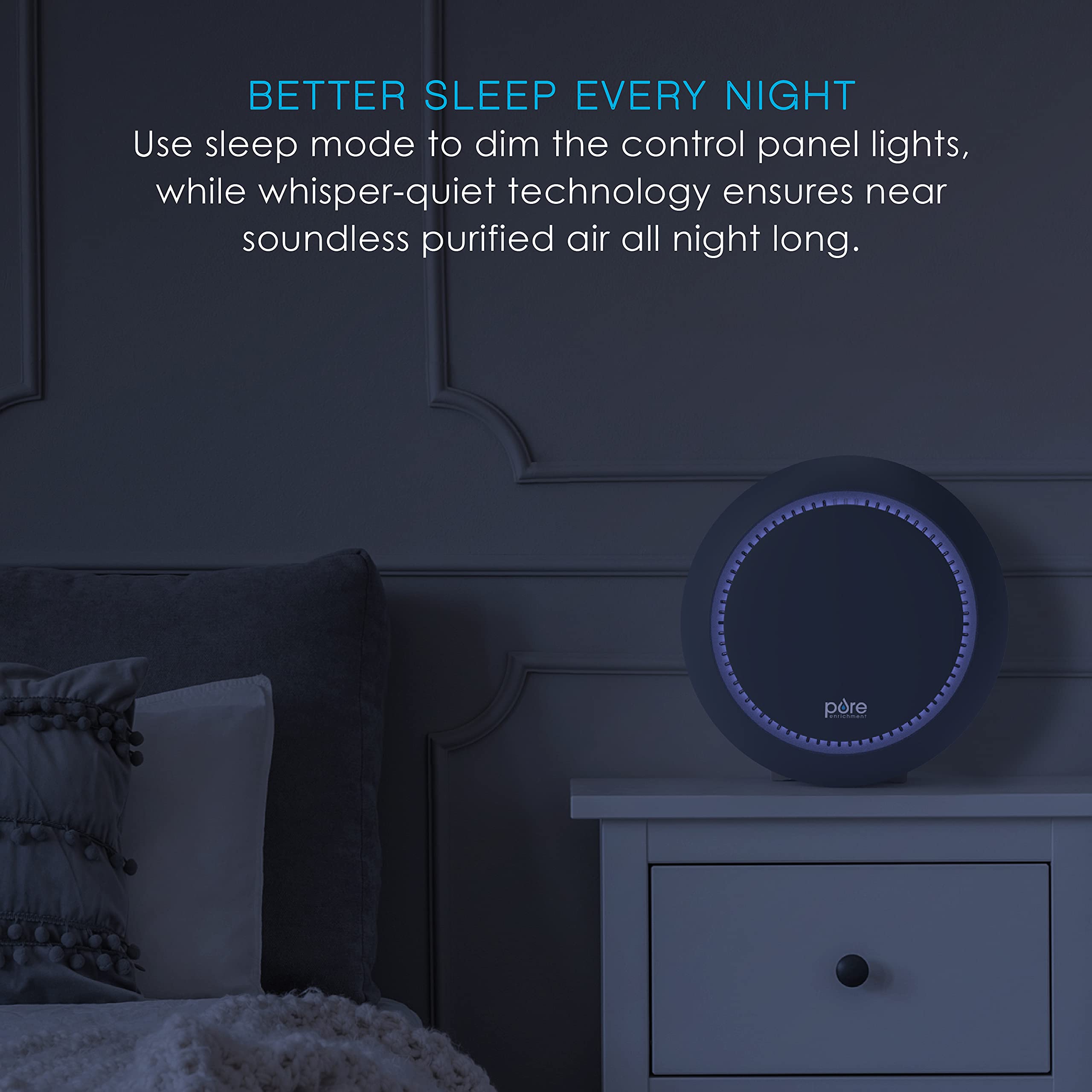Pure Enrichment PureZone Halo Medium Room Air Purifier, 2 Stage Filtration, Purifies Air of Smoke, Pollen, Dust, and Pet Hair - Easily Fits on Tables, Desks, and Nightstands (Graphite)