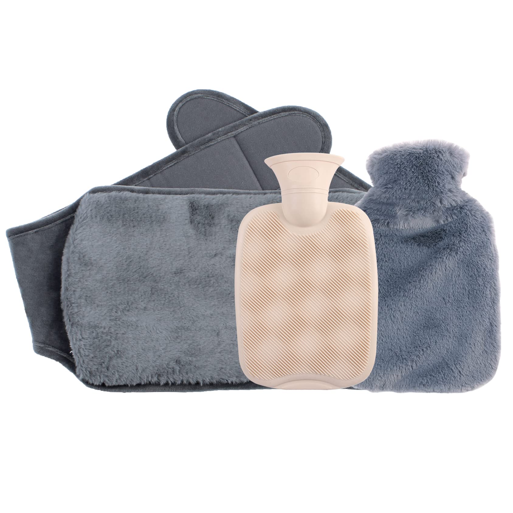 YIFOV Hot Water Bottle Bag Pouch Warm with Soft Waist Cover for Neck and Shoulder, Back,Hand, Legs, Waist Warm, Bed Warmers (Dark Grey)