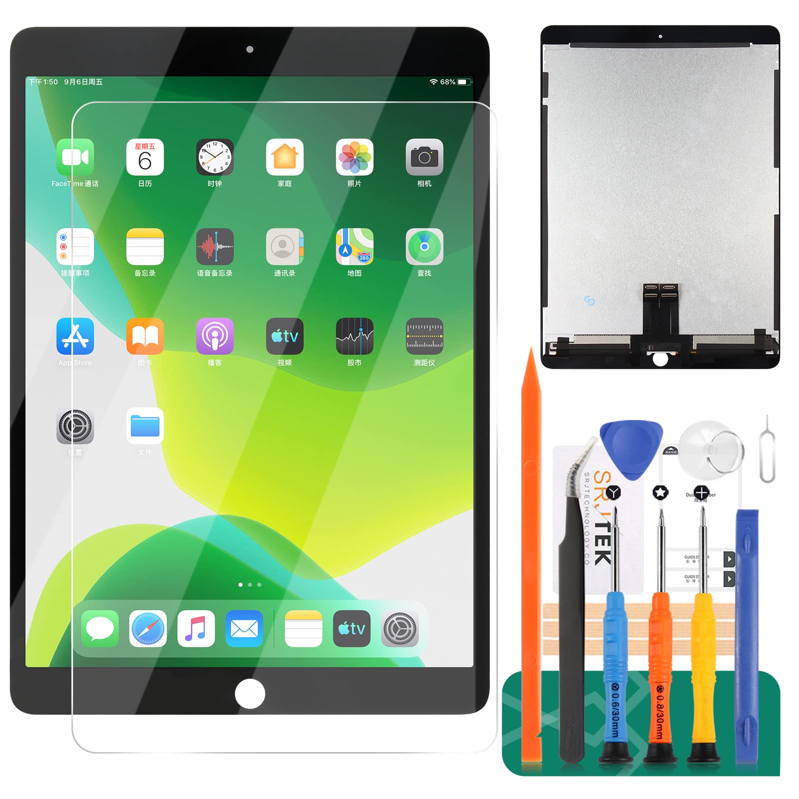 For iPad Air 3 2019 10.5 LCD Display Screen Replacement A2153 A2123 A2152 Touch Digitizer Glass Panel Full Assembly Repair Parts Kit (Black)