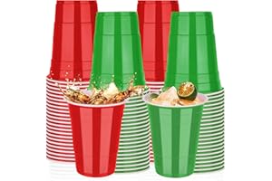 KesaPlan 100 PCS 16 OZ Plastic Cups, Christmas Party Cups Red and Green Cups Disposable Cups Bulk for Party Graduation Thanks