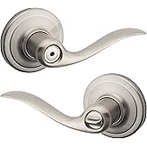 Weiser Toluca Satin Nickel Door Handle, Reversible Privacy Lever, Interior Door Handles for Bedroom and Bathroom Doors, Keyle