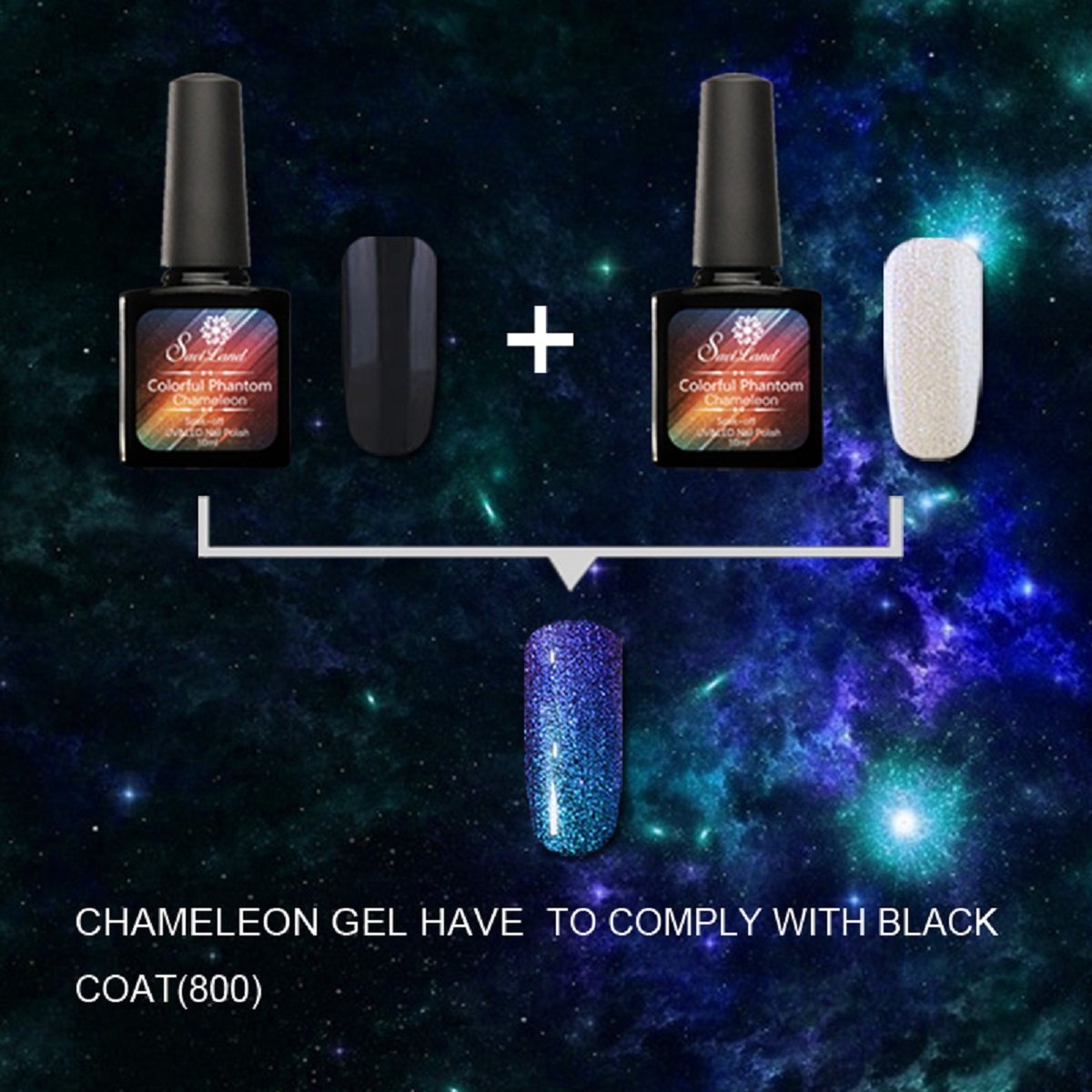6 Pcs Soak Off Gel Nail Polish Set, Saviland Phantom Chameleon Gel Glitter Sparkly Polish UV LED Nail Art Kit 10ml