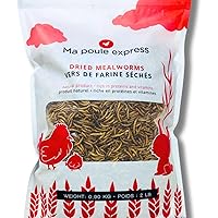 Ma Poule Express 2 lbs (0.9 kg) Dried Mealworms for Wild Birds, Mealworms for Chickens, Ducks | Approx. 32,000 Mealworms | Hi
