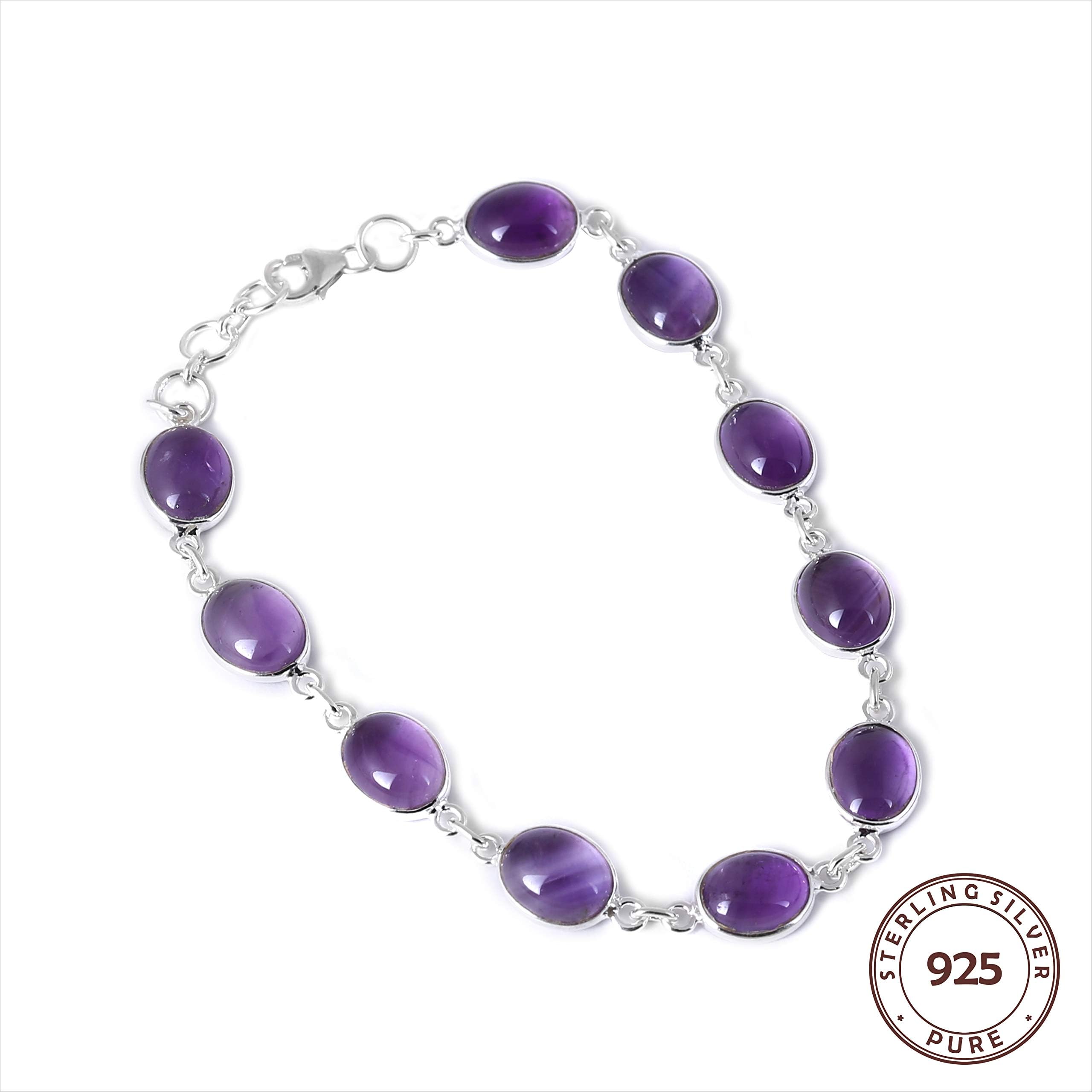 CHIMERASilver Adjustable Designer Bracelet Stylishly Designed with Natural Amethyst Quartz Gemstone