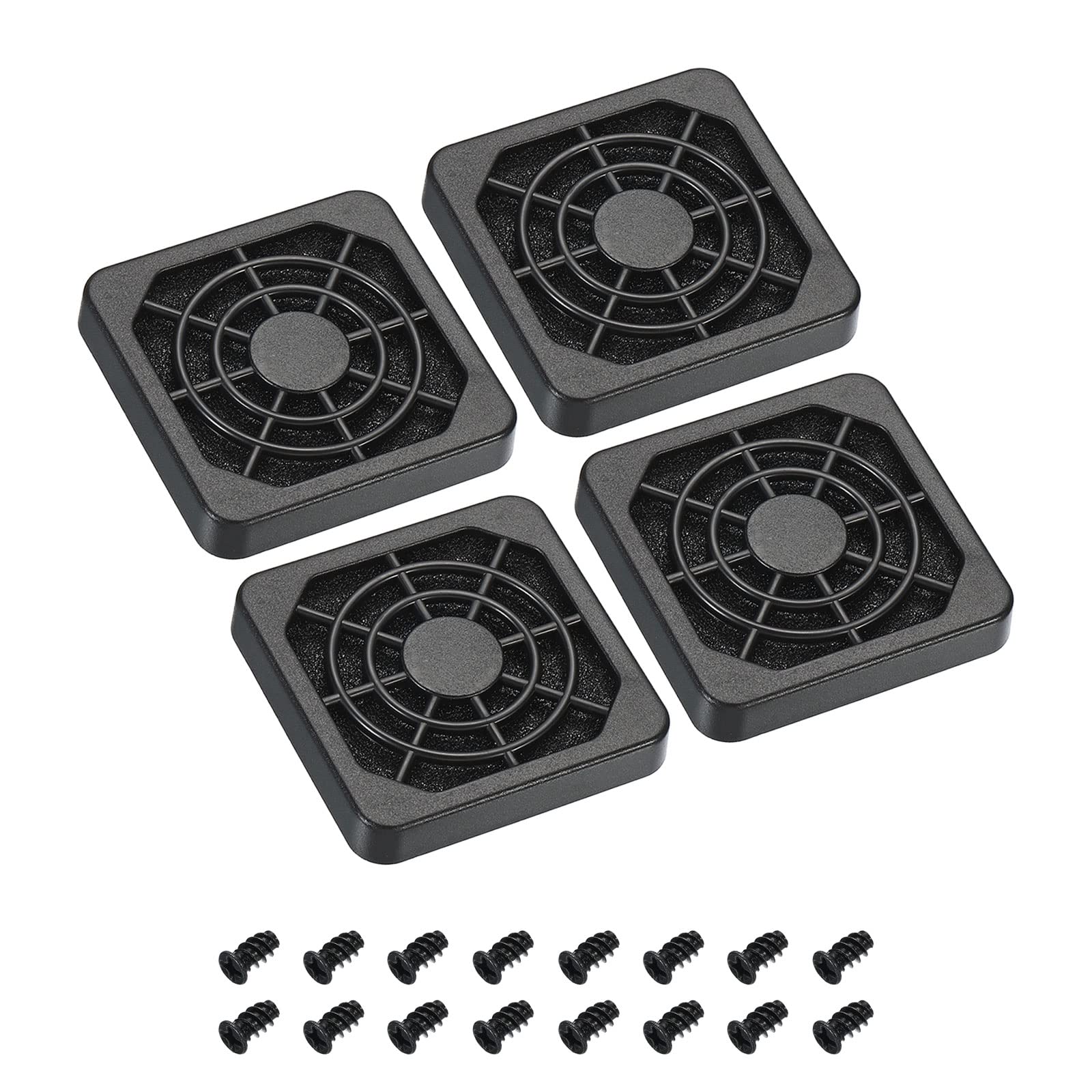 PATIKIL 40mm Cooling Fan Filter with Screw, 4 Pack ABS Ventilator Grill Protector Guard for Fan Protective Cover DIY, Black