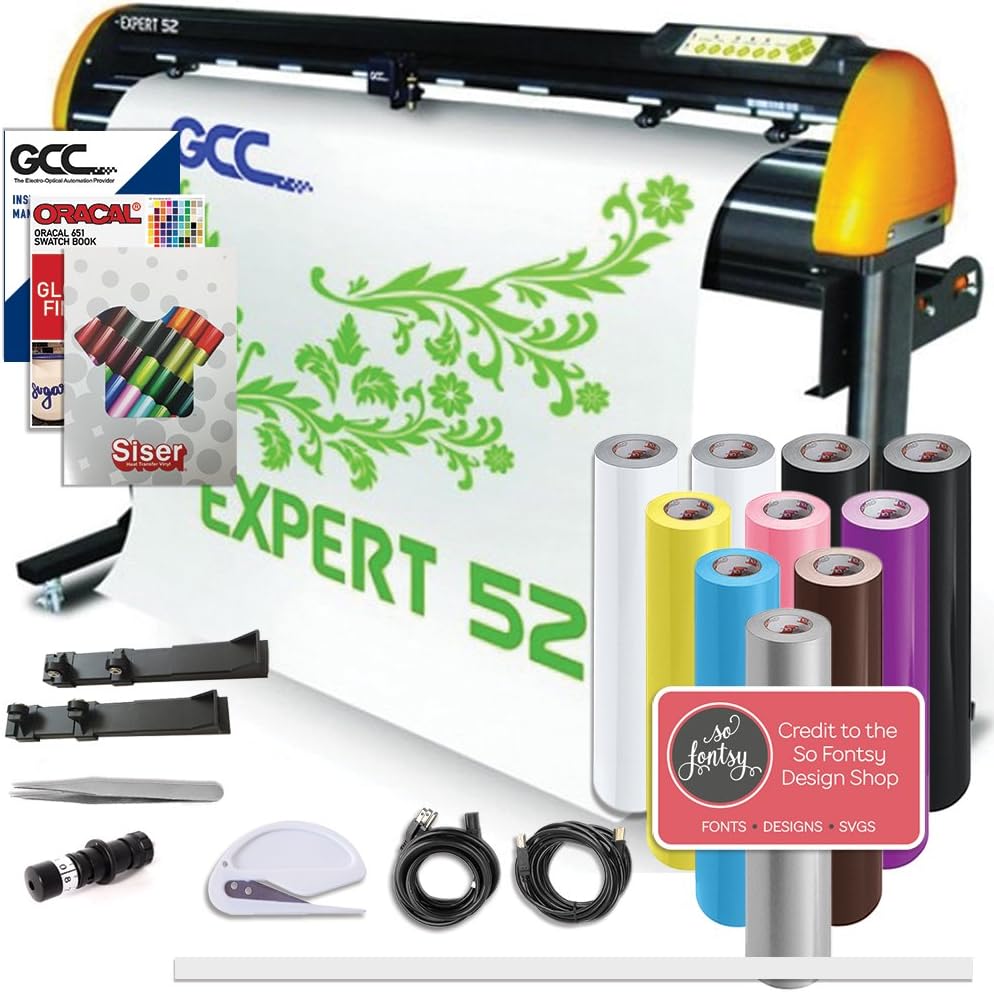 GCC Professional Expert II Vinyl Cutter 52 Inch Wide Creative Bundle with Stand