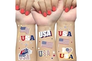 AOYOO 4th of July Accessories 70 Style 4th of July Tattoos, 4th of July Decorations, Red White and Blue Party Supplies, USA Flag, Memorial Day, Independence Day, Labor Day
