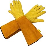 Woodside Leather Gauntlet Gardening Gloves Large Thorn Proof Cowhide Men Women view 1