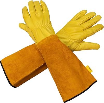 Woodside Leather Gauntlet Gardening Gloves Large Thorn Proof Cowhide Men Women