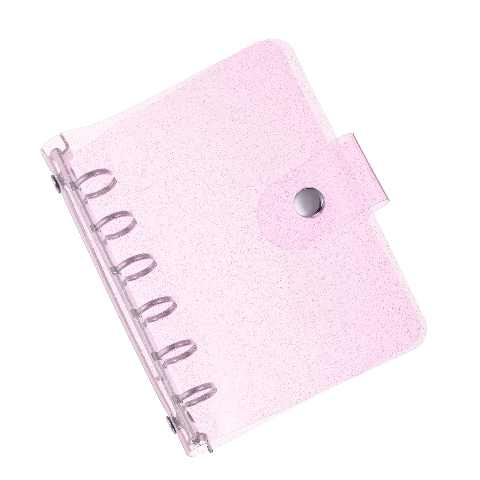 PATIKIL A7 Clear Binder Cover, Soft PVC Bling Loose Leaf Binder Protector Refillable Notebook Shell with Snap Button Closure for DIY Meeting Notebook Folder, Purple