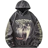 SOLY HUX Men's Y2k Gothic Hoodie Retro Grunge Graphic Hooded Baggy Sweatshirts Streetwear Pullover