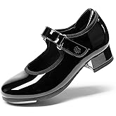 DREAM PAIRS Kids Tap Shoes for Girls Dance Shoes Boys Easy Strap Tap Mary Jane PU Leather for Toddler/Little Kid/Big Kid