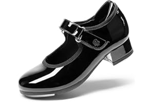 DREAM PAIRS Kids Tap Shoes for Girls Dance Shoes Boys Easy Strap Tap Mary Jane PU Leather for Toddler/Little Kid/Big Kid
