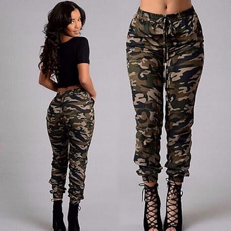 Yinew Grüne Mode Dame Sexy Camouflage Hose Yoga Hosen Joga Running Sport und Training Hosen