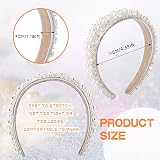 Yolev White Faux Pearl Headbands Bridal Beaded Hair Hoop 14x11.5cm view 2