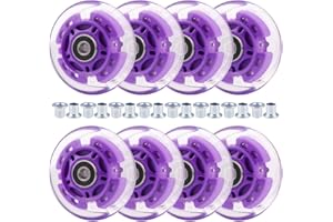 Wheelgoo 8pcs 76mm inline Skate Wheels Purple Flashing Wheels for Kids and Youth Beginners Children's Inline Skates Indoor/Outdoor Use (Purple, 76mm)