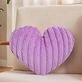 16 Inch Lavender Heart Pillow Valentine Soft Decorative Throw Pillows, Heart Shaped Fluffy Faux Fur Pillows Cushions for Couch Chair Bed Bedroom Room Home Decor Aesthetic (1, Lavender, Medium-16"x13")