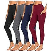 Dimore 4 Pack Workout Leggings for Women with Pockets,High Waisted Tummy Control Yoga Pants for Workout Running