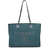 CHANEL Women's Pre-Loved Green Boucle Deauville Small Tote