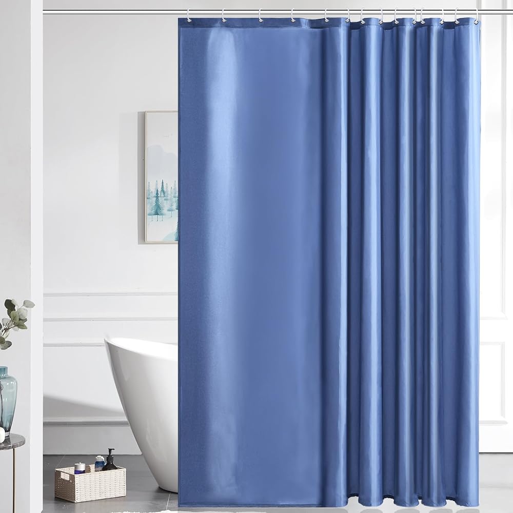 Furlinic Shower Curtain Mould Proof 200x240cm Polyester Misty Blue 12 Hooks