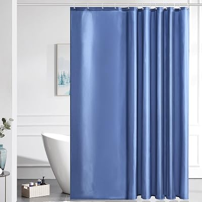 Furlinic Shower Curtain Mould Proof 200x240cm Polyester Misty Blue 12 Hooks