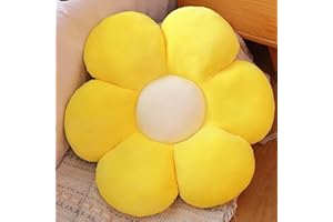AmyToo 20” Yellow Flower Pillow Flower Shaped Throw Pillow Colorful Cute Daisy Flower Pillows Seating Cushions for Adults Kids Throw Pillows Couch Decor