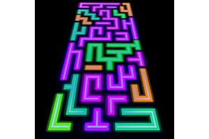 Haull 118 x 39 Inch Neon Light up Dance Floor Glow in The Dark Runner UV Reactive Blacklight Floor Aisle Runner Decor Wall Props for 80s 90s Neon Birthday Party Decorations(Labyrinth)