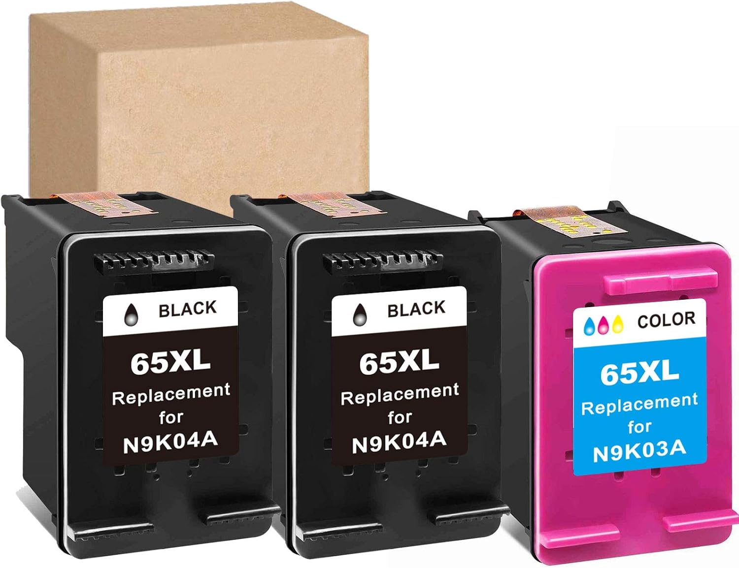 InkSpirit Remanufactured Ink Cartridge 65 Replacement for HP 65XL 65 XL Black Tri-Color Used in Envy 5052 5055 5012 5010 5020 5030 DeskJet 2600 2622 2652 3722 3755 3752 2635 2636 2655 AMP 120 100, 3PK