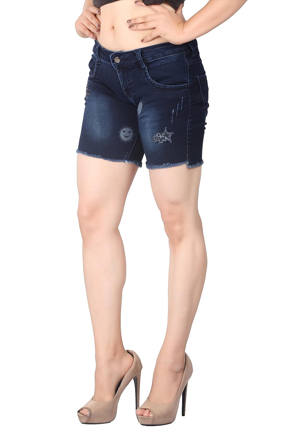 fck-3 women silky stretchable designer denim hot short