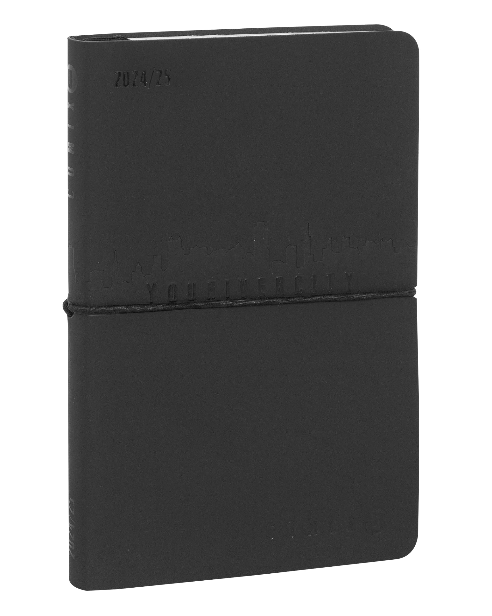 COMIX U Younivercity 13 Month Medium Weekly Diary 2024-2025 Hard Cover Elastic Closure and 224 Pages Ideal for University 11.8 x 18 cm Black