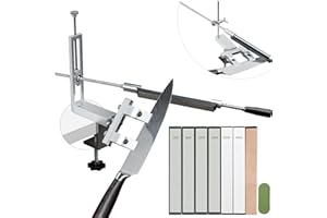 CWOVRS Knife Sharpener Kit with 360° Flip Dual Clamp, Quick C-Clamp Knife Sharpener, 2 Set Angle System, Adjustable Knife-Cli