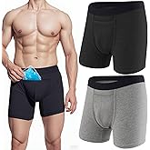 Janmercy 2 Pcs L size Vasectomy Underwear Snug Boxer Briefs with Pocket Jockstrap for Men Testicular Support and Pain Relief Gifth(Ice pack not included) Black, Gray