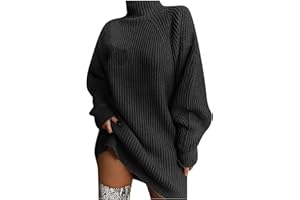 FQZWONG Womens Sweater Dress Turtleneck Cable Knit Plus Size Party Sexy Mini Dress