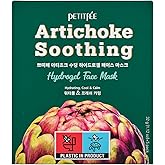 Petitfee Artichoke Soothing Hydrogel Face Mask 5ea - Soothing Facial Mask with Artichoke, Mugwort, Cabbage, Broccoli Extracts, Hydrating, Calming Care