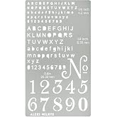 Aleks Melnyk No.422 Metal Stencil, Tiny Letters, Normografo, Pyrography, Wood Burning, 1 PCS, Template, Engraving Wood and Patterns, Alphabet and Number, Lettering, Letting, Bullet Journaling