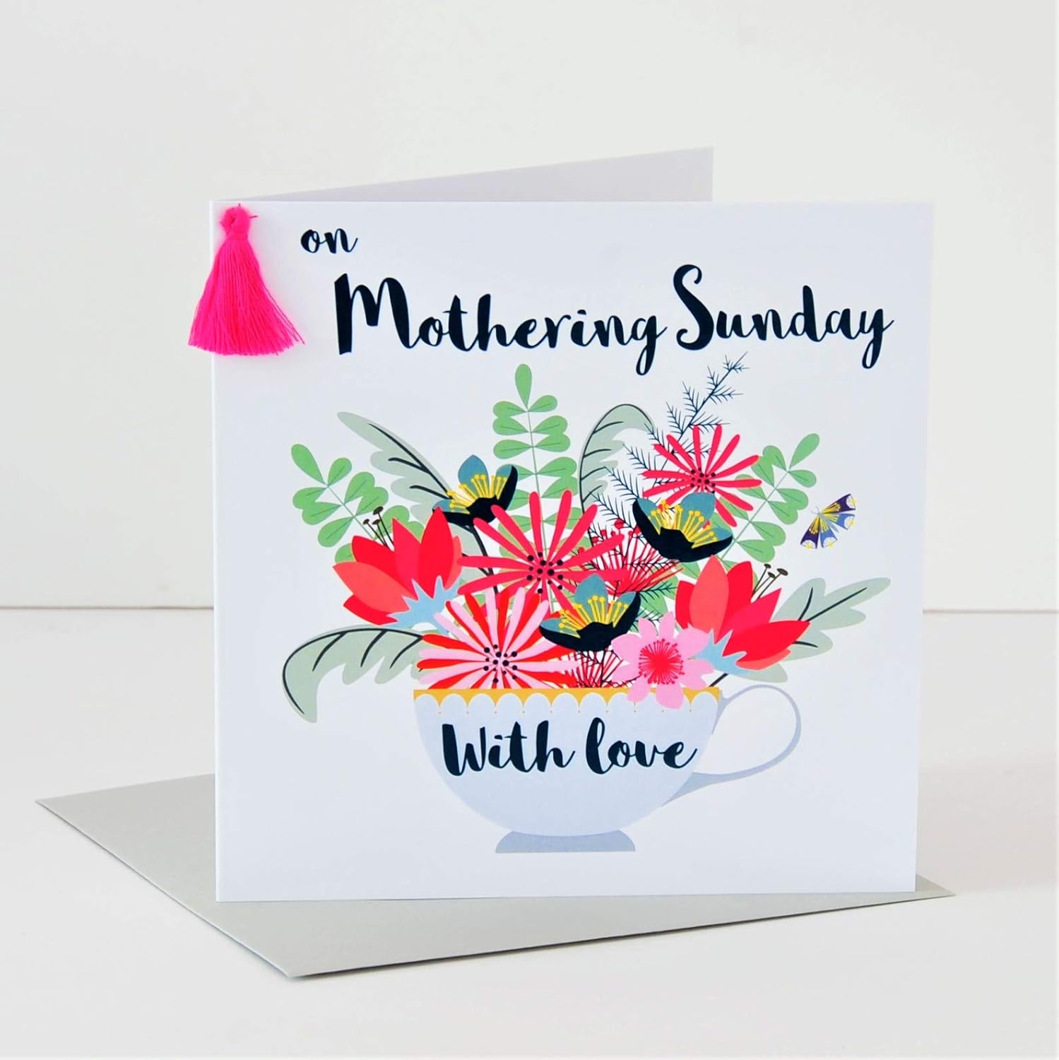 Claire Giles Greeting Cards, Happy Mother's Day Card, Teacup Design Mothering Sunday Greeting Card, Embellished with a Colourful Tassel - Image 5
