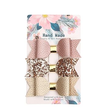 Amazon Com 3pcs Mermaid Hair Bows Glitter Hair Clip Rose Gold
