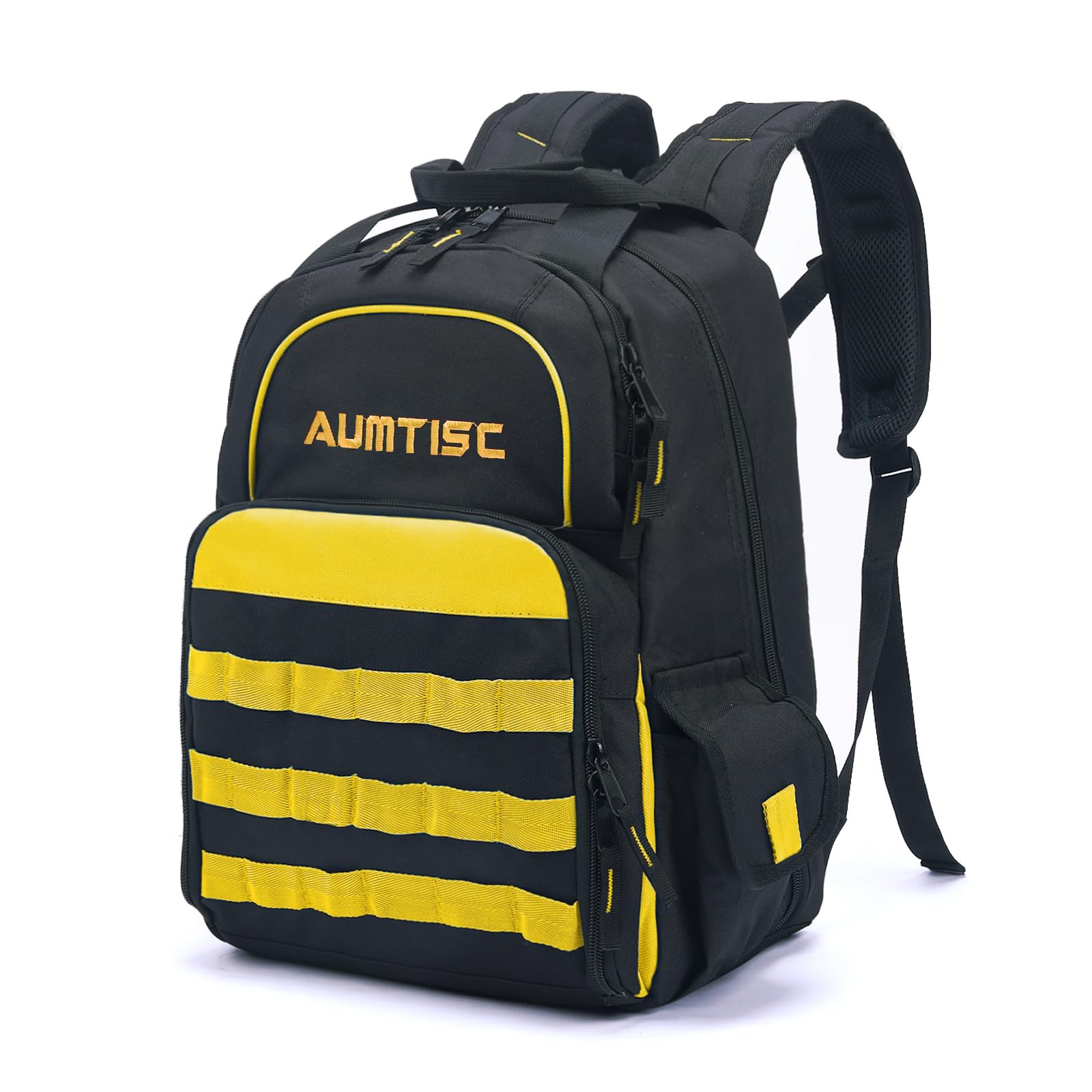 AUMTISC Tool Backpack for Men Heavy Duty,42-Pocket Jobsite Tools Bag Work for Industrial,Electrician,Construction Yellow