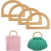 4 Pcs Wooden Purse Handles for Handbags, D-Shape Handles for Bag Making, Suitable for Crochet Bags, Wooden Purse, Beach Bag, Replace Handle Accessories