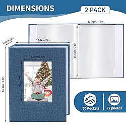 vivinin 2 Pack Photo Album 4x6, Linen Cover Photo