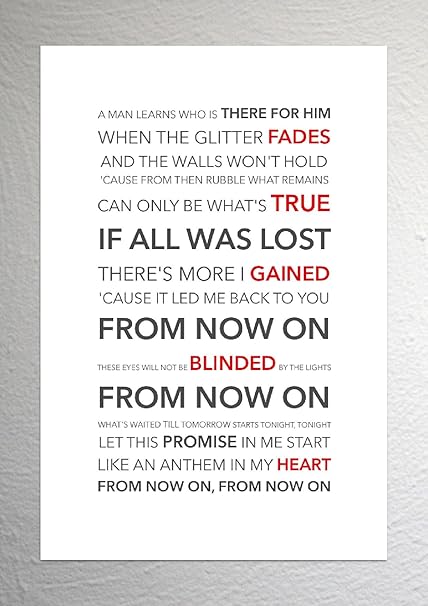 Hugh Jackman Greatest Showman From Now On Funky Lyric Art Print Size Amazon Co Uk Kitchen Home