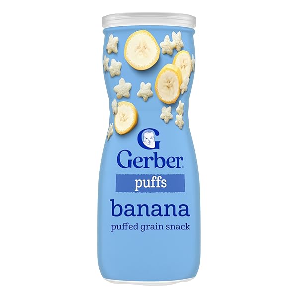 GERBER STAGE 3 BABY SNACKS, BANANA PUFFS, PUFFED GRAIN SNACK, BABY LED FEEDING, IRON & CHOLINE, PUFFS SNACKS FOR BABIES