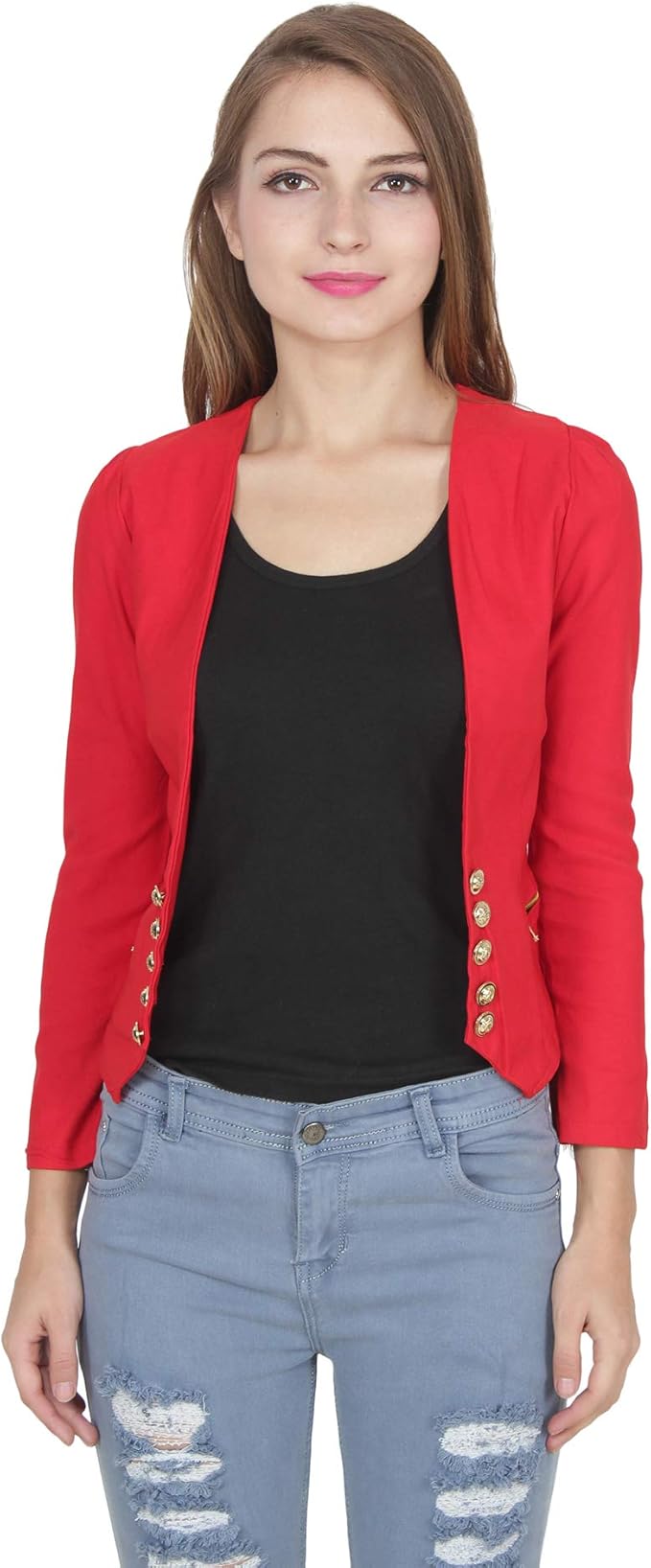 Buy My Swag Women Red Solid Shrug at Amazon.in