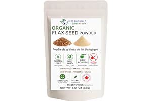 Organic Milled Brown Flax Seeds Powder, Cold Milled, Gluten Free, Vegan, Natural Egg Substitute, High in Omega-3 and Fiber, M
