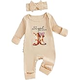 FYBITBO Baby Girl Newborn Clothes Western Outfit Long Sleeve Cowgirl Onesie Romper Knit Jumpsuit Infant Winter Spring Outfits