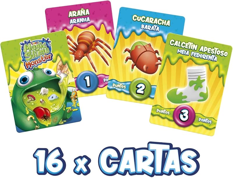Craze magic slime monster card game para crianças a partir de 3 anos, 2 jogadores ou mais, jogos rápidos de 15 minutos, instruções em espanhol e português
